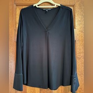 WHBM Elegant Black V-Neck Blouse size Small